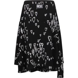 DIESEL Heart Print Skirt in Black, size 28